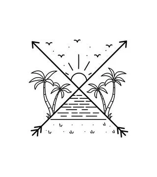 Beach design in cross arrow frame Stock Illustration