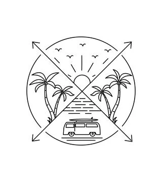 Beach design in cross arrow frame Stock Illustration
