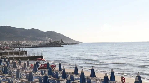 The beach of Diano Marina Stock Footage 67665260