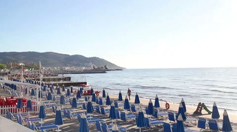 The beach of Diano Marina Stock Footage 67665779