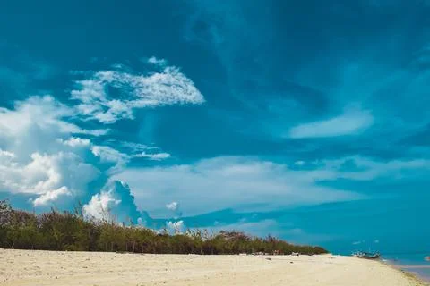 Beach with a dramatic and beautiful sky Stock Photos