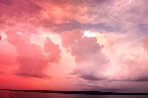 Beach with a dramatic and beautiful sky Stock Photos