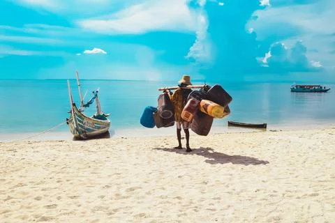 Beach with a dramatic and beautiful sky Stock Photos