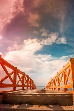 Beach with a dramatic and beautiful sky Stock Photos