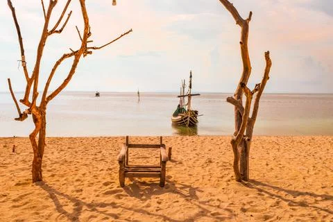 Beach with a dramatic and beautiful sky Stock Photos