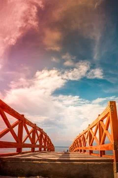 Beach with a dramatic and beautiful sky Stock Photos