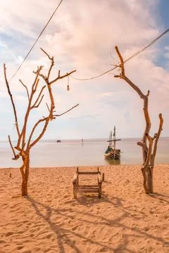 Beach with a dramatic and beautiful sky Stock Photos