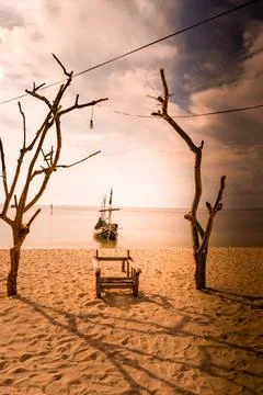 Beach with a dramatic and beautiful sky Stock Photos