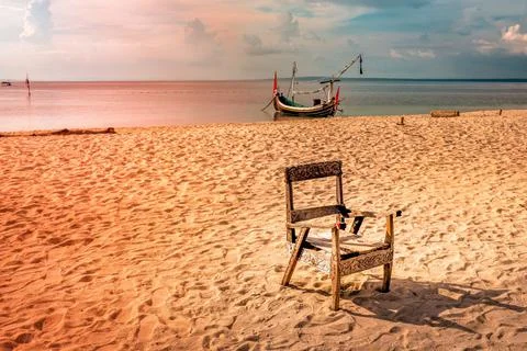 Beach with a dramatic and beautiful sky Stock Photos