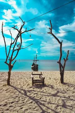 Beach with a dramatic and beautiful sky Foto stock
