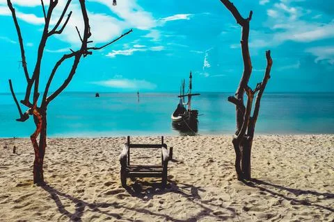 Beach with a dramatic and beautiful sky Stock Photos