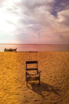 Beach with a dramatic and beautiful sky Stock Photos