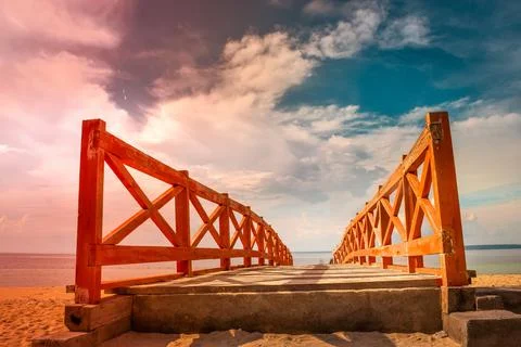 Beach with a dramatic and beautiful sky Stock Photos
