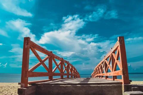 Beach with a dramatic and beautiful sky Stock Photos