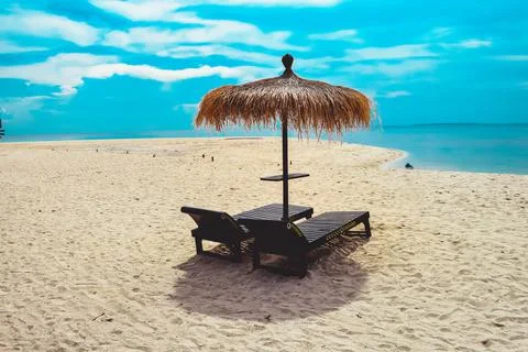 Beach with a dramatic and beautiful sky Stock Photos
