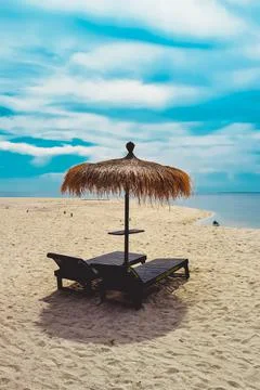 Beach with a dramatic and beautiful sky Stock Photos