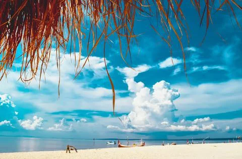 Beach with a dramatic and beautiful sky Stock Photos