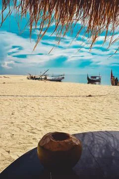 Beach with a dramatic and beautiful sky Stock Photos