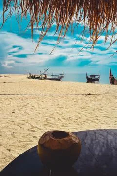 Beach with a dramatic and beautiful sky Stock Photos