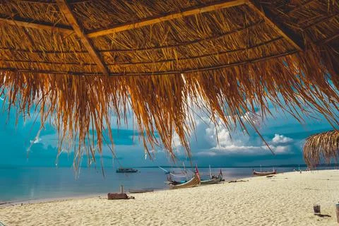 Beach with a dramatic and beautiful sky Stock Photos