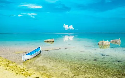 Beach with a dramatic and beautiful sky Foto stock