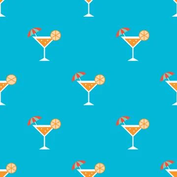 Beach drinks seamless pattern for use as wrapping paper gift or wallpaper and Stock Illustration