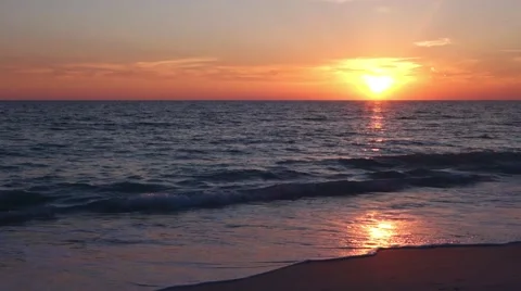 Beach Drone flying off into the sunset Video stock 56948524