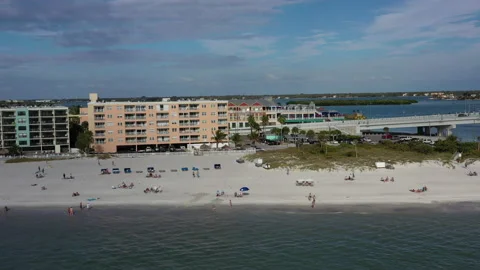 Beach from drone hotels or condos Stock Footage 131663348