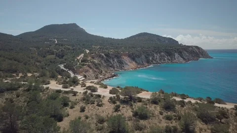 Beach drone ibiza Stock Footage