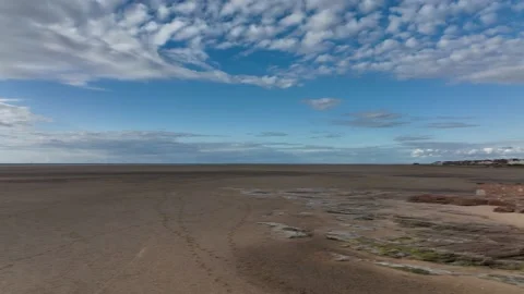 Beach drone pan - 4k nature animals people backgrounds clouds free aerials 스톡 동영상 200216112
