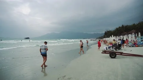 Beach during a storm Stock Footage 132179471