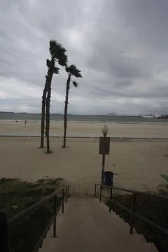 A beach during a storm. Stock Photos