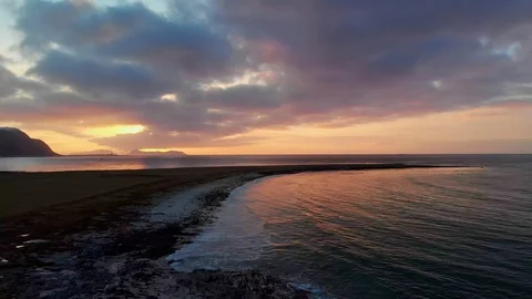 Beach at dusk droneshot Stock Footage 124838515