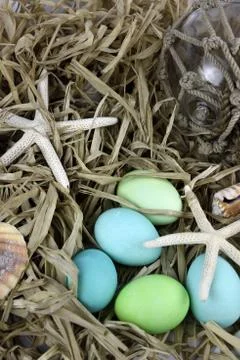 Beach Easter Egg Background Stock Photos