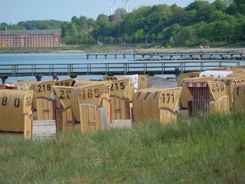 The beach of Eckernfoerde in germany Stock Photos