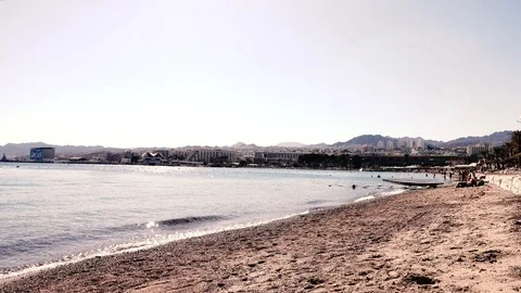 The beach of Eilat, Red See, Stockbeeldmateriaal 124127960