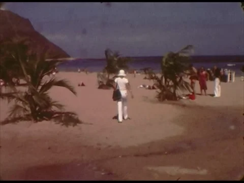 The beach of El Alcalde de Santa Cruz de Tenerife (Spain 1982) Stock Footage 220603467
