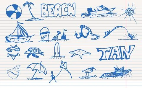 Beach elements. Stock Illustration