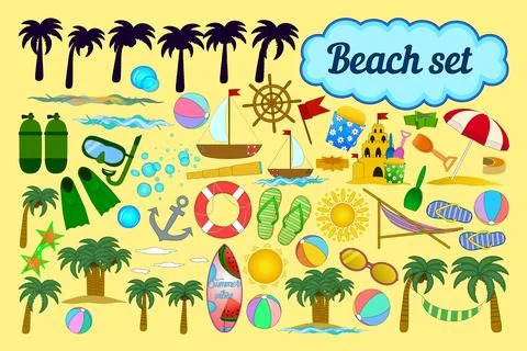 Beach Elements Vector Set Stock Illustration
