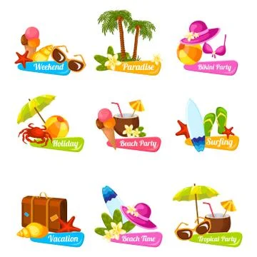 Beach emblem set Stockillustratie