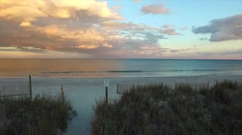 Beach Entrance at Sunset Stock Footage 56583643