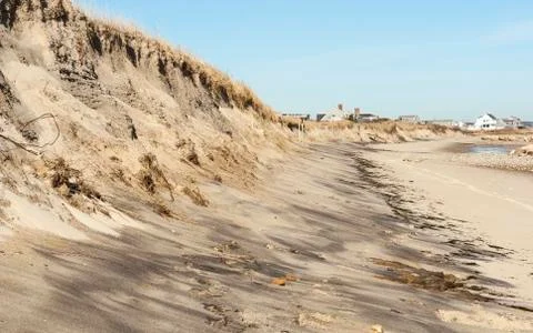 Beach erosion on Cape Cod Bay Stock Photos
