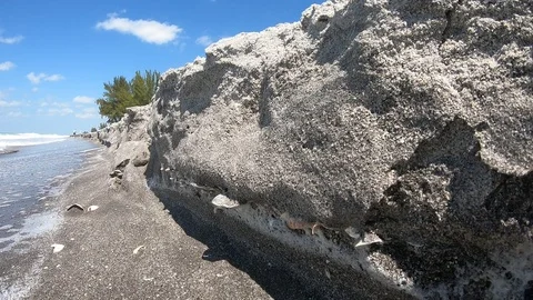 Beach erosion Stock Footage 105746003