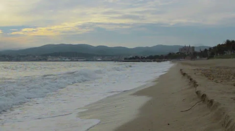 Beach erosion Palma Beach slow motion Video stock 32258782