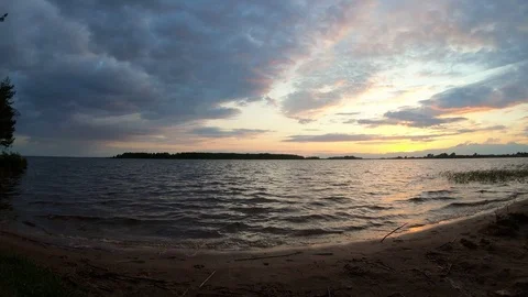 Beach in the evening at dusk. Sunset on the beach late in the evening. Stock Footage 109160955