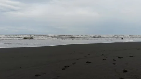 Beach extreme with waves Stock Footage 127133191