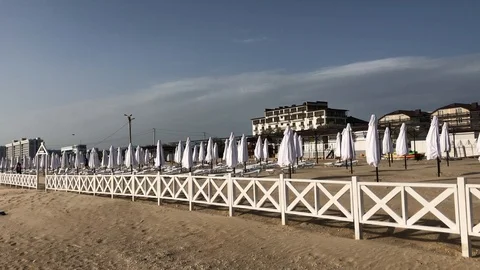 Beach facilities for resting Stock Footage 110381199