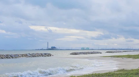 Beach with factory - Time lapse 動画素材 30344858