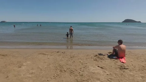 Beach Father Child FLAT Stock Footage 87654705