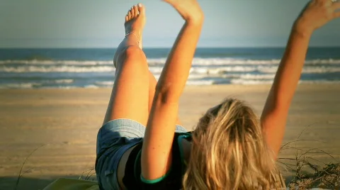 Beach feet up Stock Footage 571218